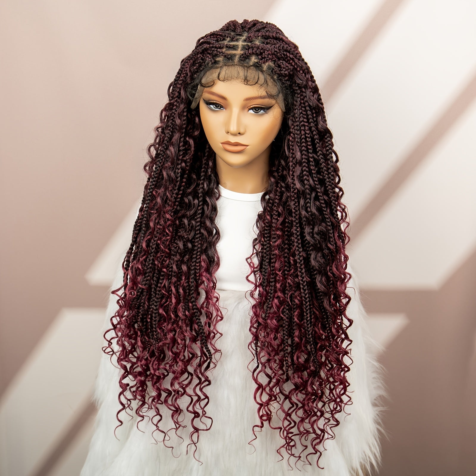 9 * 6 Front Lace Synthetic Fine Braid Braided Butterfly Flower Braid Wig Headband For Daily Wear, Breathable, Comfortable And Fashionable